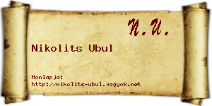 Nikolits Ubul névjegykártya